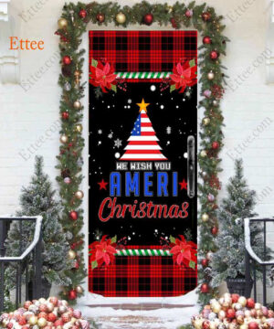 US Christmas Door Cover, We Wish You Ameri Christmas - Ettee - American Christmas