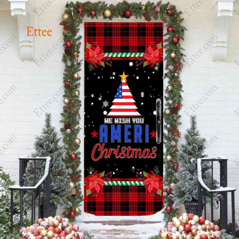 US Christmas Door Cover, We Wish You Ameri Christmas - Ettee - American Christmas