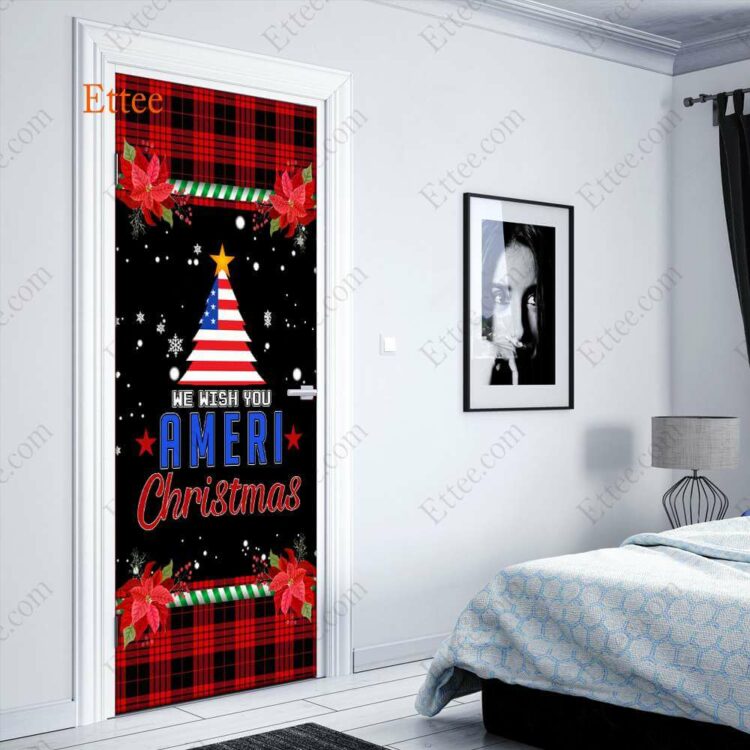US Christmas Door Cover, We Wish You Ameri Christmas - Ettee - American Christmas