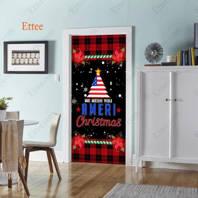 US Christmas Door Cover, We Wish You Ameri Christmas - Ettee - American Christmas