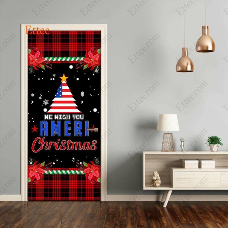 US Christmas Door Cover, We Wish You Ameri Christmas - Ettee - American Christmas