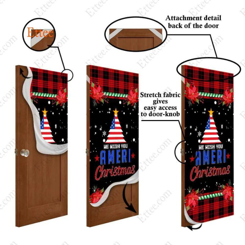 US Christmas Door Cover, We Wish You Ameri Christmas - Ettee - American Christmas