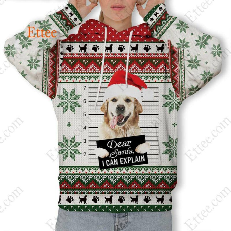 Golden Retriever Ugly Christmas 3D Unisex Hoodie, Dear Santa Dog - Ettee - 3D