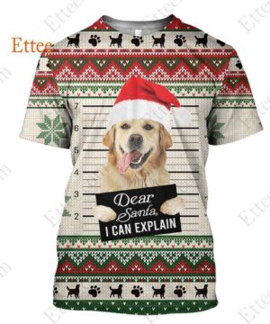 Golden Retriever Ugly Christmas 3D Unisex Hoodie, Dear Santa Dog - Ettee - 3D