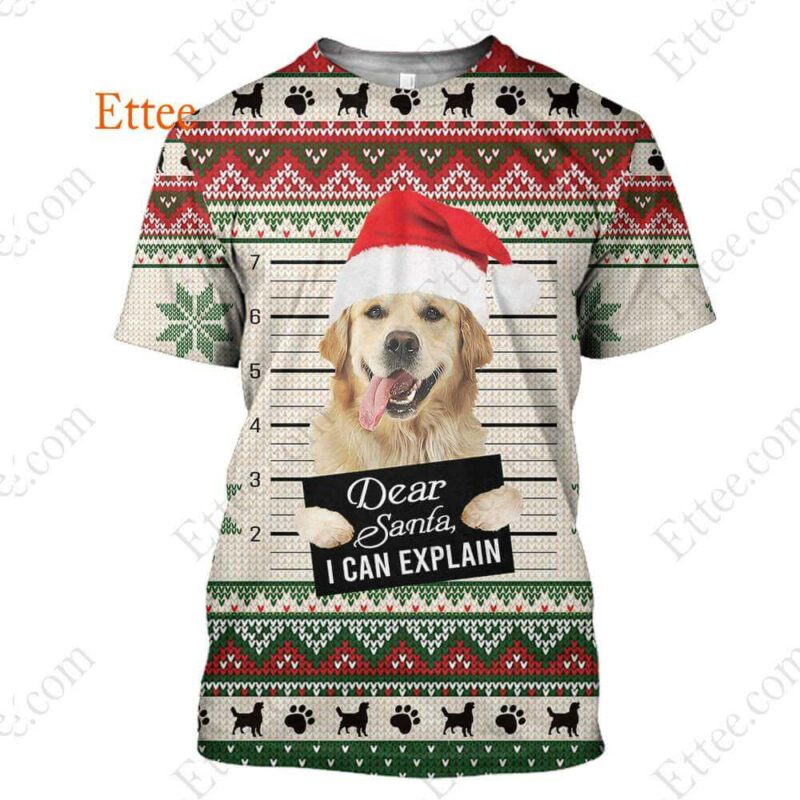 Golden Retriever Ugly Christmas 3D Unisex Hoodie, Dear Santa Dog - Ettee - 3D