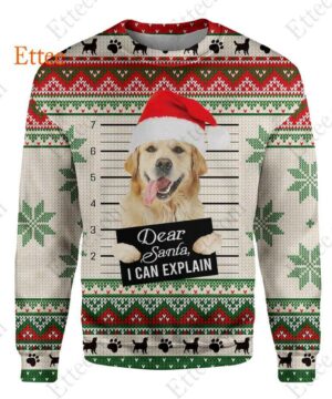 Golden Retriever Ugly Christmas 3D Unisex Hoodie, Dear Santa Dog - Ettee - 3D