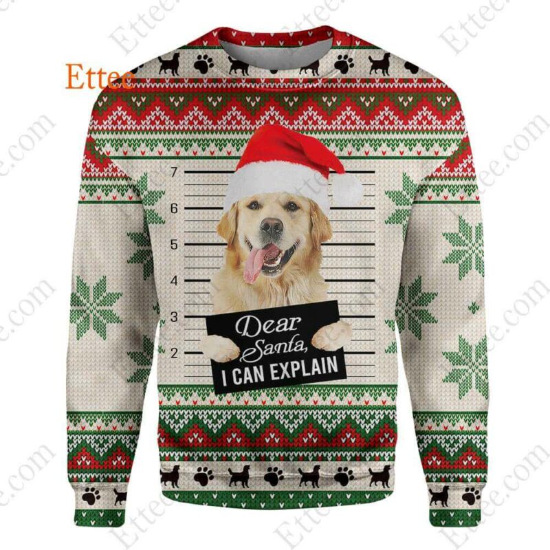 Golden Retriever Ugly Christmas 3D Unisex Hoodie, Dear Santa Dog - Ettee - 3D