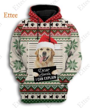 Golden Retriever Ugly Christmas 3D Unisex Hoodie, Dear Santa Dog - Ettee - 3D