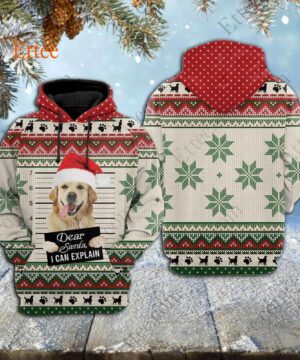 Golden Retriever Ugly Christmas 3D Unisex Hoodie, Dear Santa Dog - Ettee - 3D