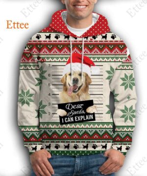 Golden Retriever Ugly Christmas 3D Unisex Hoodie, Dear Santa Dog - Ettee - 3D