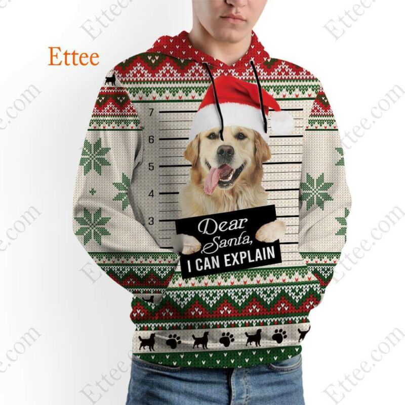 Golden Retriever Ugly Christmas 3D Unisex Hoodie, Dear Santa Dog - Ettee - 3D