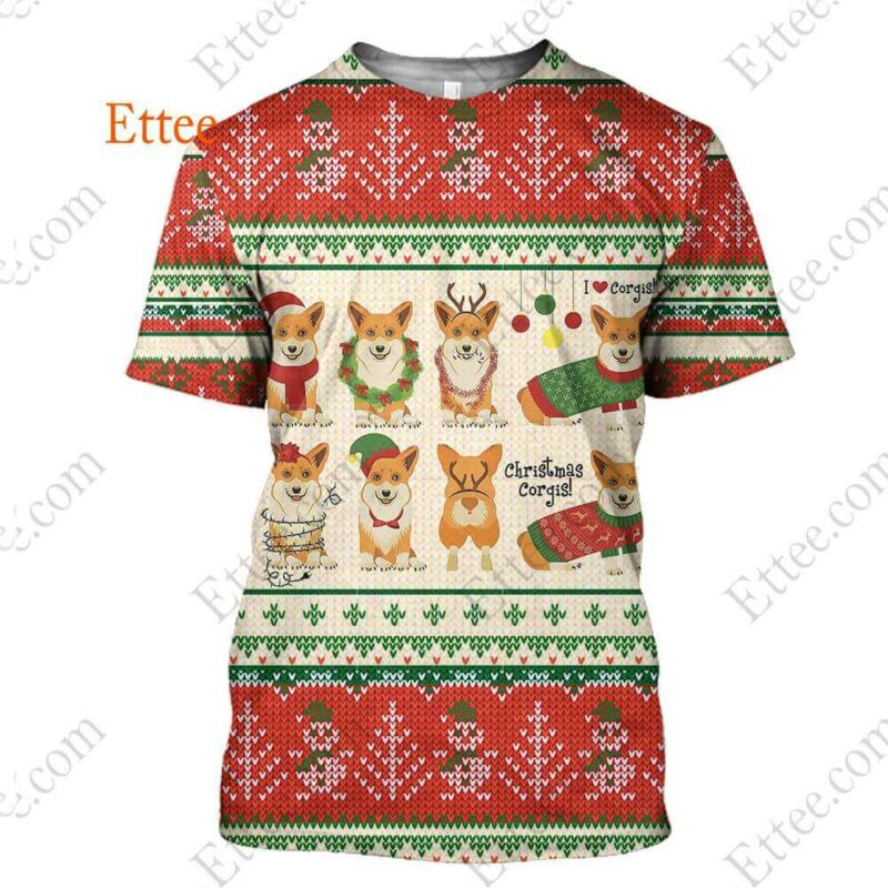 Christmas Corgis 3D Unisex Hoodie, 2022 Dog Gift For Corgi Lovers - Ettee - 2022