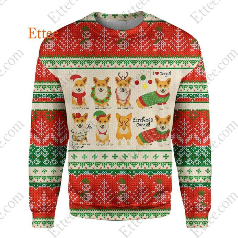 Christmas Corgis 3D Unisex Hoodie, 2022 Dog Gift For Corgi Lovers - Ettee - 2022