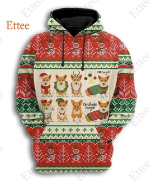 Christmas Corgis 3D Unisex Hoodie, 2022 Dog Gift For Corgi Lovers - Ettee - 2022