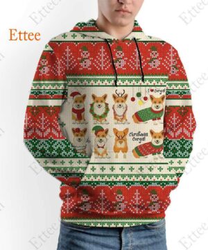 Christmas Corgis 3D Unisex Hoodie, 2022 Dog Gift For Corgi Lovers - Ettee - 2022