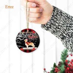 Golden Retriever Believe Ceramic Ornament, Christmas Dog Gift 2022 - Ettee - 2022