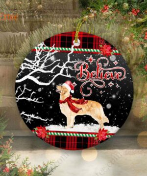 Golden Retriever Believe Ceramic Ornament, Christmas Dog Gift 2022 - Ettee - 2022