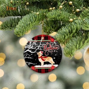 Golden Retriever Believe Ceramic Ornament, Christmas Dog Gift 2022 - Ettee - 2022