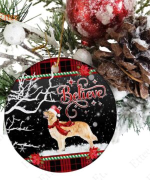 Golden Retriever Believe Ceramic Ornament, Christmas Dog Gift 2022 - Ettee - 2022