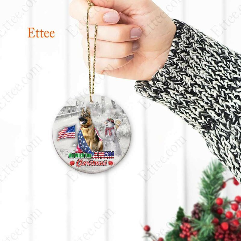 German Shepherd Ceramic Ornament, We Wish You Ameri Christmas - Ettee - Ameri Christmas