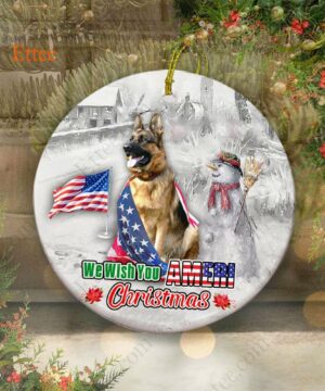 German Shepherd Ceramic Ornament, We Wish You Ameri Christmas - Ettee - Ameri Christmas