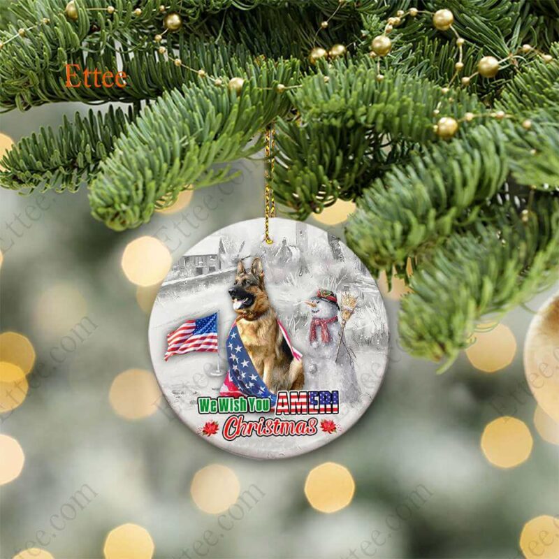 German Shepherd Ceramic Ornament, We Wish You Ameri Christmas - Ettee - Ameri Christmas