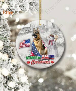 German Shepherd Ceramic Ornament, We Wish You Ameri Christmas - Ettee - Ameri Christmas