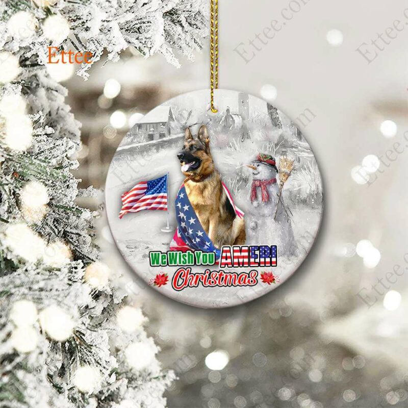 German Shepherd Ceramic Ornament, We Wish You Ameri Christmas - Ettee - Ameri Christmas