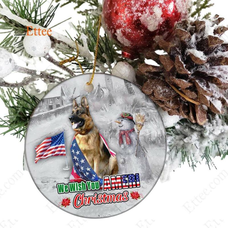 German Shepherd Ceramic Ornament, We Wish You Ameri Christmas - Ettee - Ameri Christmas