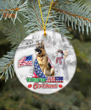 German Shepherd Ceramic Ornament, We Wish You Ameri Christmas - Ettee - Ameri Christmas