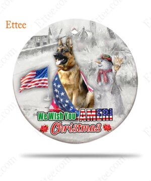 German Shepherd Ceramic Ornament, We Wish You Ameri Christmas - Ettee - Ameri Christmas