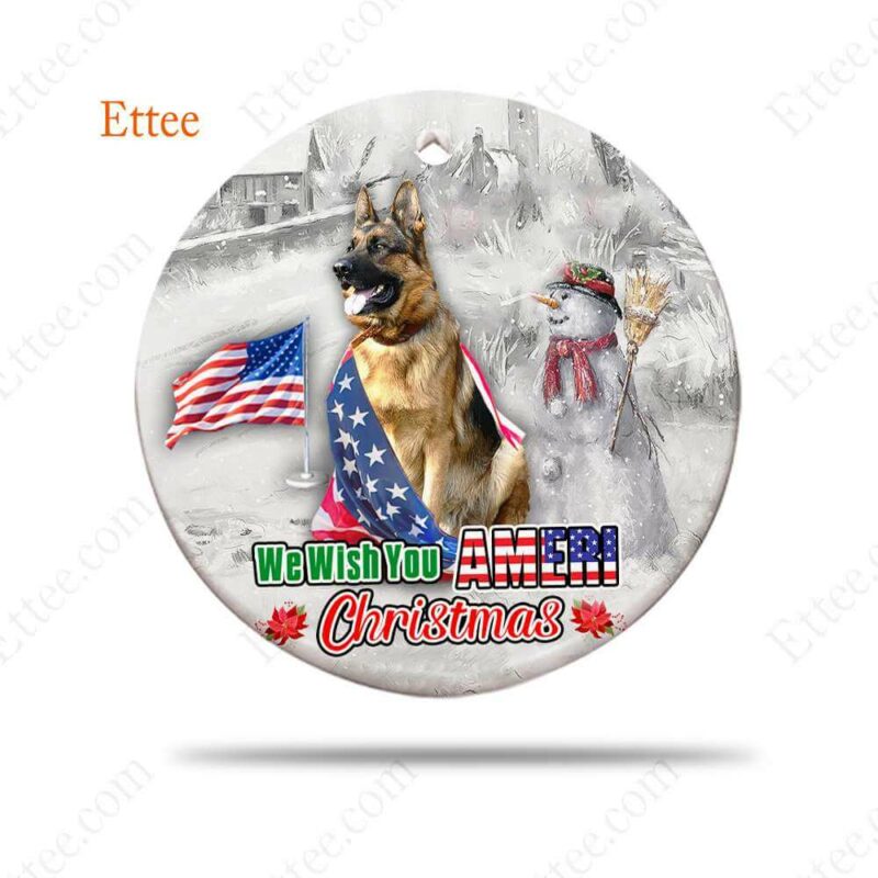 German Shepherd Ceramic Ornament, We Wish You Ameri Christmas - Ettee - Ameri Christmas