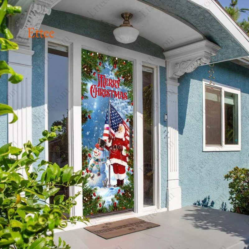 American Santa Clause Door Cover, Merry Christmas 2022 - Ettee - American Santa Claus