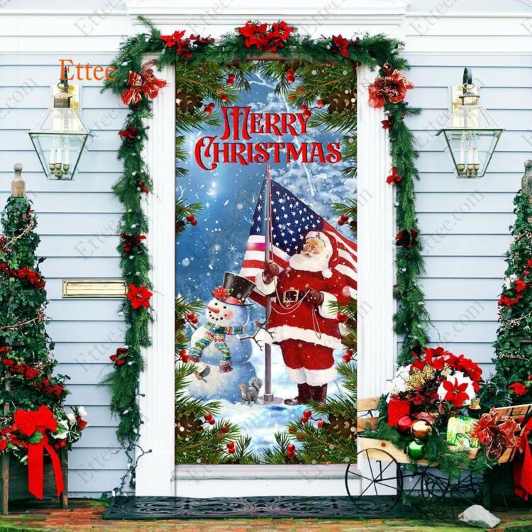 American Santa Clause Door Cover, Merry Christmas 2022 - Ettee - American Santa Claus
