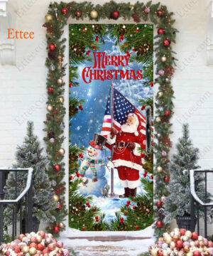 American Santa Clause Door Cover, Merry Christmas 2022 - Ettee - American Santa Claus