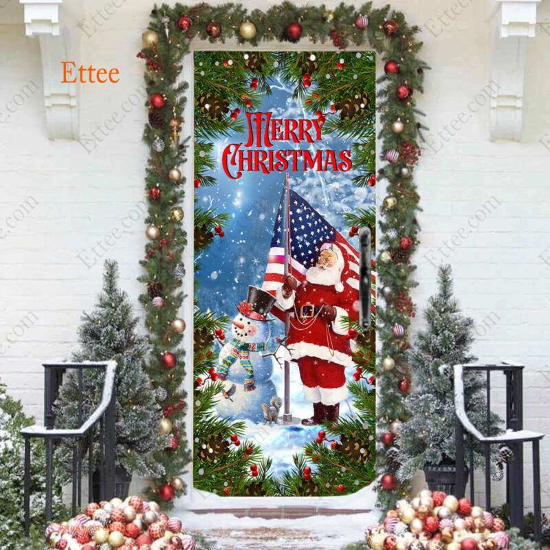 American Santa Clause Door Cover, Merry Christmas 2022 - Ettee - American Santa Claus