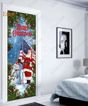 American Santa Clause Door Cover, Merry Christmas 2022 - Ettee - American Santa Claus