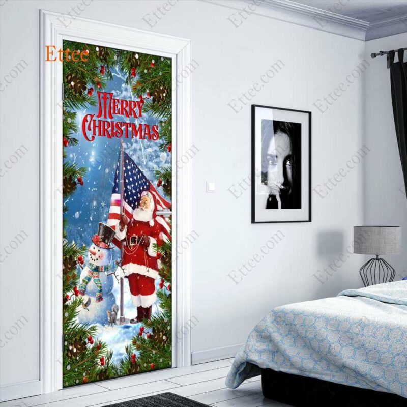 American Santa Clause Door Cover, Merry Christmas 2022 - Ettee - American Santa Claus