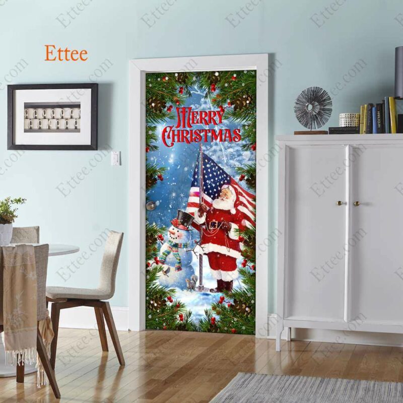 American Santa Clause Door Cover, Merry Christmas 2022 - Ettee - American Santa Claus