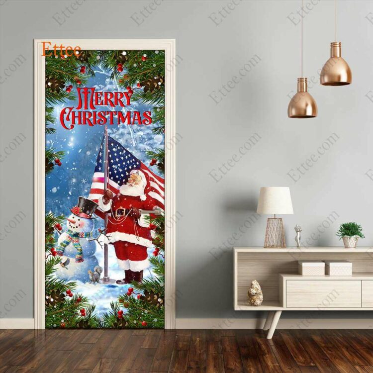 American Santa Clause Door Cover, Merry Christmas 2022 - Ettee - American Santa Claus