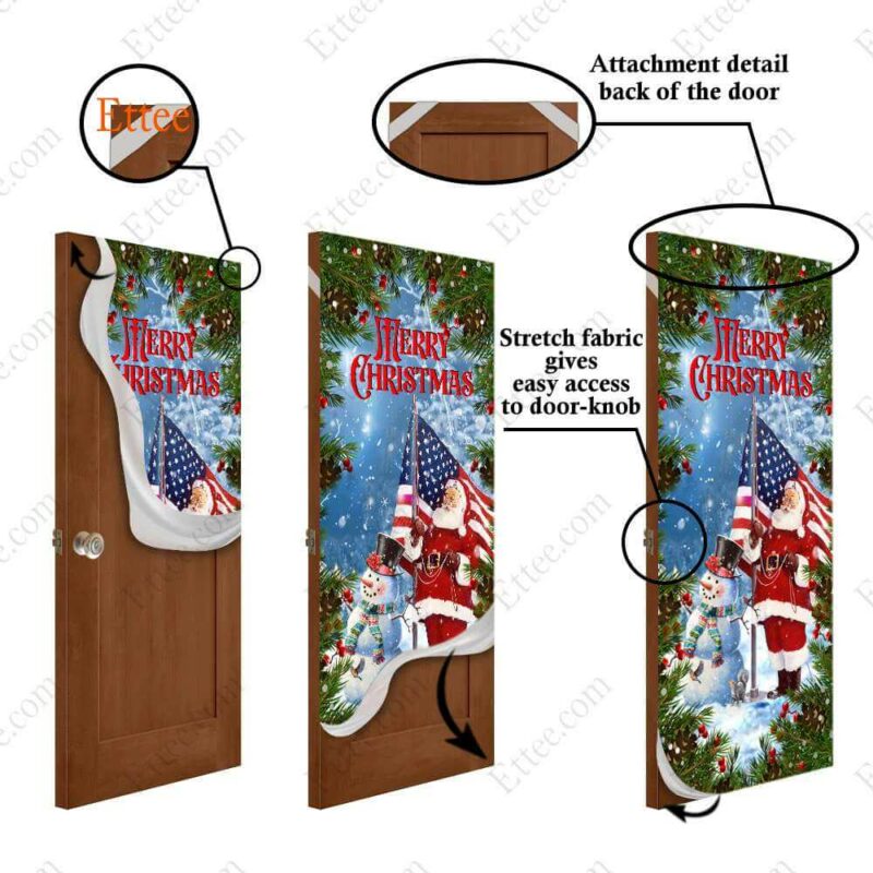 American Santa Clause Door Cover, Merry Christmas 2022 - Ettee - American Santa Claus