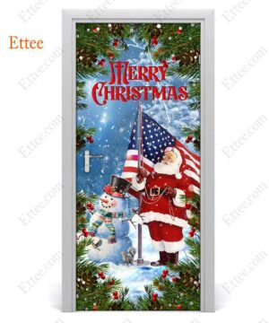 American Santa Clause Door Cover, Merry Christmas 2022 - Ettee - American Santa Claus