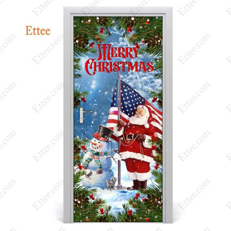 American Santa Clause Door Cover, Merry Christmas 2022 - Ettee - American Santa Claus