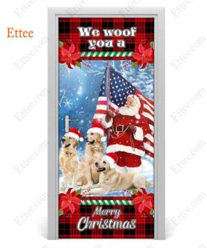 Golden Retriever & Santa Clause Door Cover, We Woof You A Merry Christmas - Ettee - active lifestyle