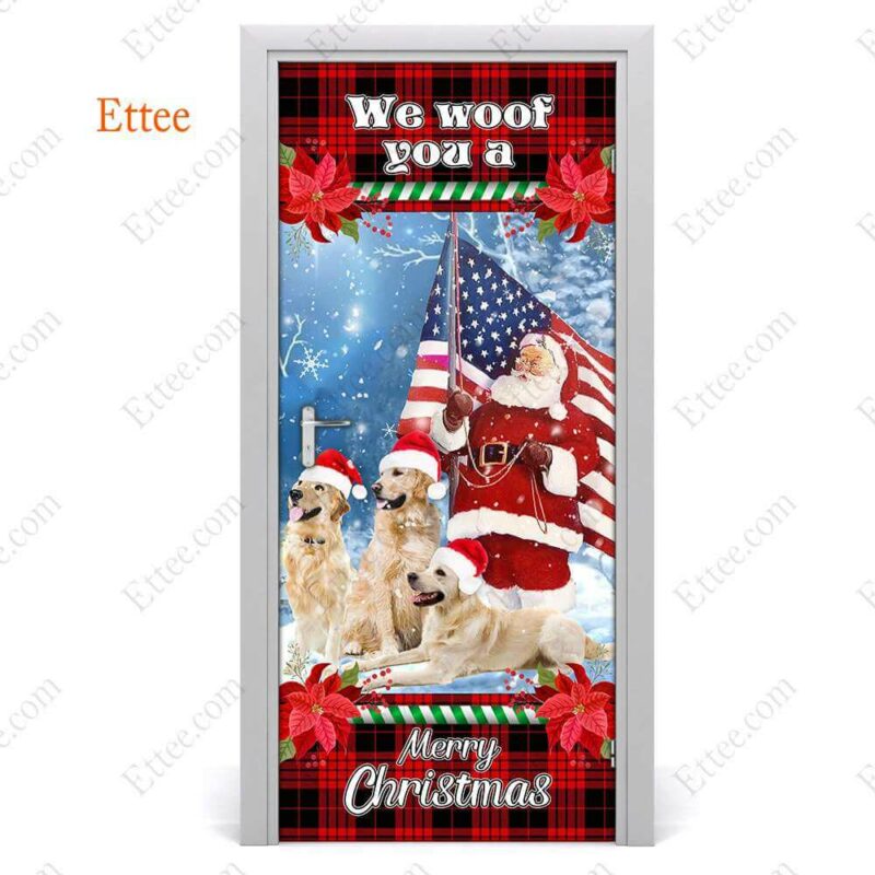 Golden Retriever & Santa Clause Door Cover, We Woof You A Merry Christmas - Ettee - active lifestyle