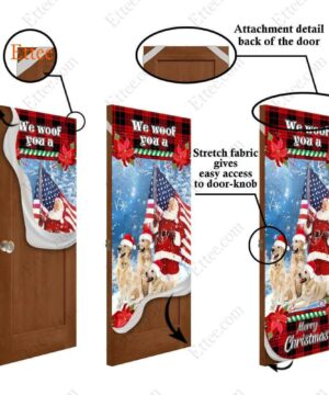 Golden Retriever & Santa Clause Door Cover, We Woof You A Merry Christmas - Ettee - active lifestyle