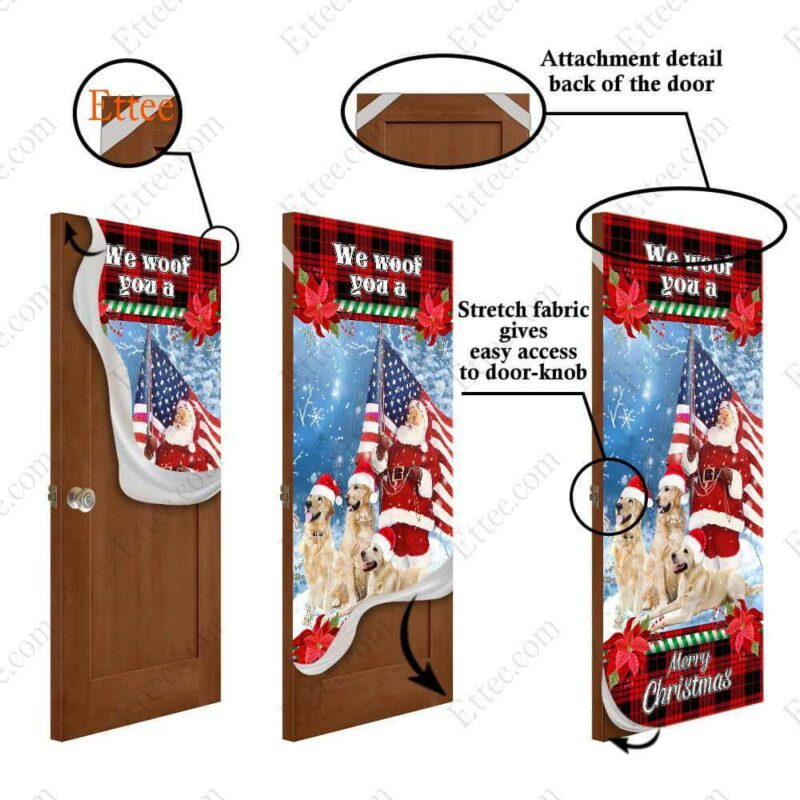 Golden Retriever & Santa Clause Door Cover, We Woof You A Merry Christmas - Ettee - active lifestyle