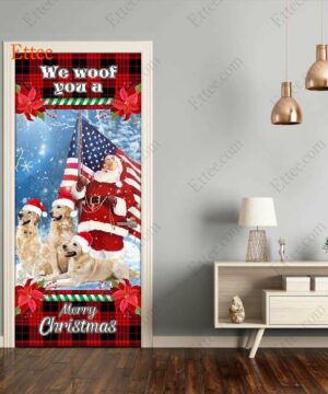 Golden Retriever & Santa Clause Door Cover, We Woof You A Merry Christmas - Ettee - active lifestyle