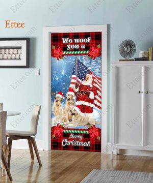 Golden Retriever & Santa Clause Door Cover, We Woof You A Merry Christmas - Ettee - active lifestyle