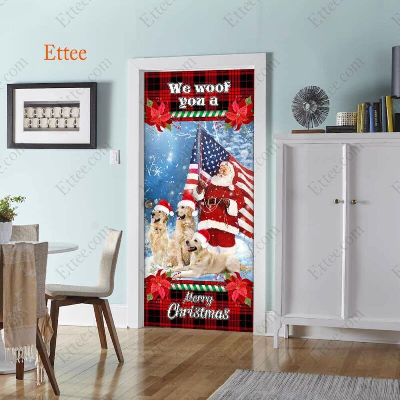 Golden Retriever & Santa Clause Door Cover, We Woof You A Merry Christmas - Ettee - active lifestyle